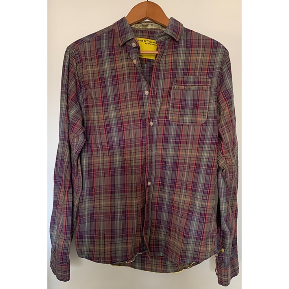 Descendant of Thieves Mens Multi Colored Plaid Button Up Shirt Medium